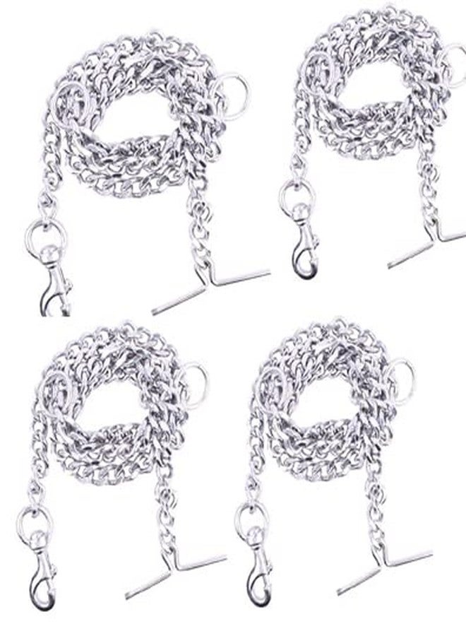 PPJ ® - Pet Dog Chain Silver Grind No.14 Heavy Weight Dogs Leash Heavy Duty Dog Chain with Heavy Hook (L - 60 inch) for Small Dogs (Pack of 4) - Image 1